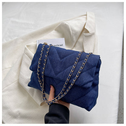Handbag Woman Fashion Luxury Denim Blue Shoulder Bag Briefcase Messenger Bags Large Capacity Work Study Street Tote Bag Purses