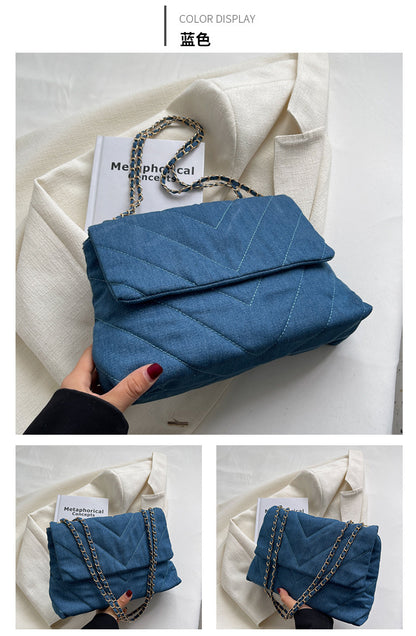 Handbag Woman Fashion Luxury Denim Blue Shoulder Bag Briefcase Messenger Bags Large Capacity Work Study Street Tote Bag Purses