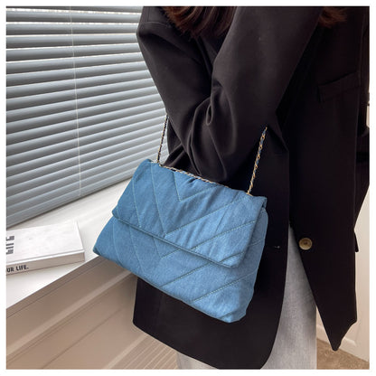 Handbag Woman Fashion Luxury Denim Blue Shoulder Bag Briefcase Messenger Bags Large Capacity Work Study Street Tote Bag Purses