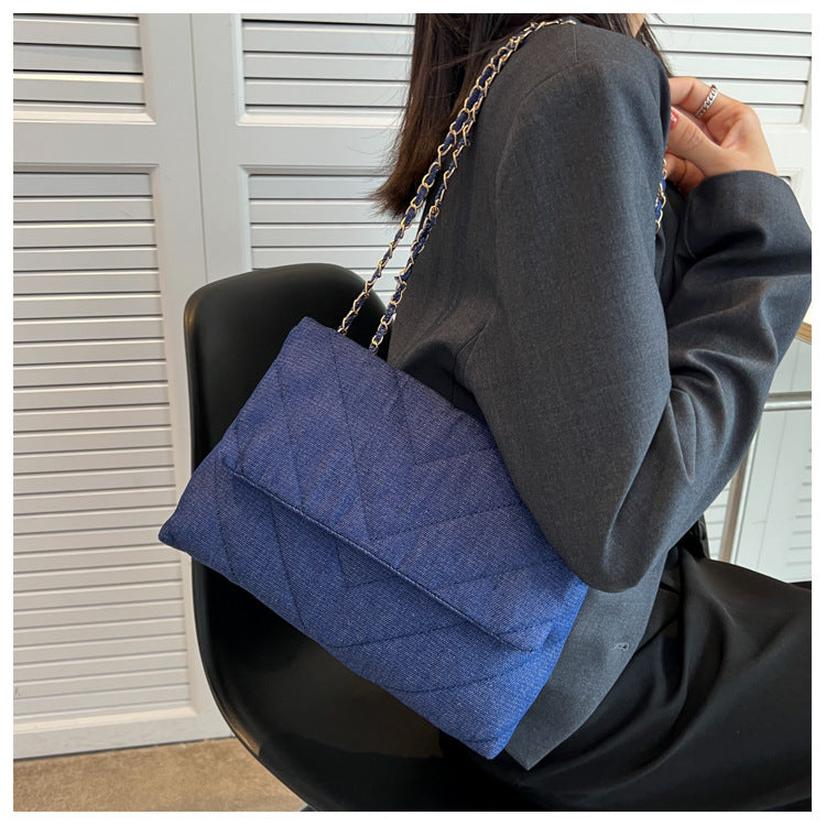 Handbag Woman Fashion Luxury Denim Blue Shoulder Bag Briefcase Messenger Bags Large Capacity Work Study Street Tote Bag Purses