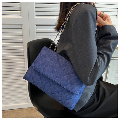 Handbag Woman Fashion Luxury Denim Blue Shoulder Bag Briefcase Messenger Bags Large Capacity Work Study Street Tote Bag Purses