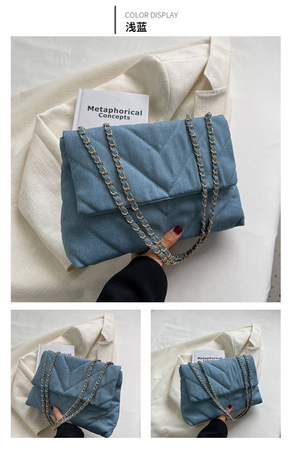 Handbag Woman Fashion Luxury Denim Blue Shoulder Bag Briefcase Messenger Bags Large Capacity Work Study Street Tote Bag Purses