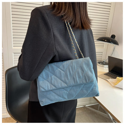 Handbag Woman Fashion Luxury Denim Blue Shoulder Bag Briefcase Messenger Bags Large Capacity Work Study Street Tote Bag Purses