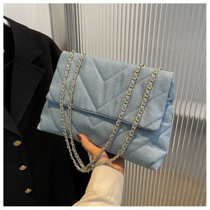 Handbag Woman Fashion Luxury Denim Blue Shoulder Bag Briefcase Messenger Bags Large Capacity Work Study Street Tote Bag Purses