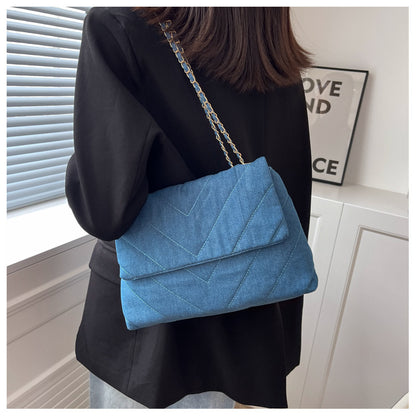 Handbag Woman Fashion Luxury Denim Blue Shoulder Bag Briefcase Messenger Bags Large Capacity Work Study Street Tote Bag Purses