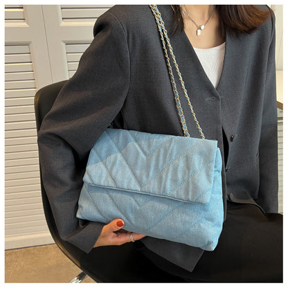 Handbag Woman Fashion Luxury Denim Blue Shoulder Bag Briefcase Messenger Bags Large Capacity Work Study Street Tote Bag Purses