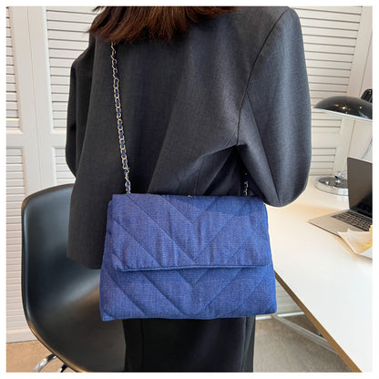 Handbag Woman Fashion Luxury Denim Blue Shoulder Bag Briefcase Messenger Bags Large Capacity Work Study Street Tote Bag Purses