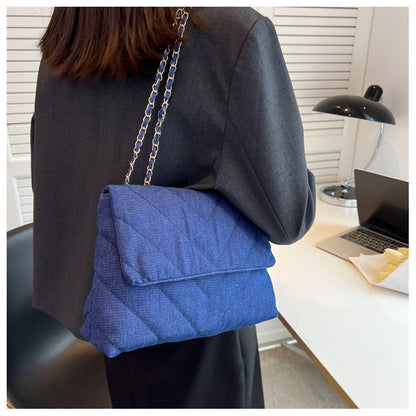 Handbag Woman Fashion Luxury Denim Blue Shoulder Bag Briefcase Messenger Bags Large Capacity Work Study Street Tote Bag Purses