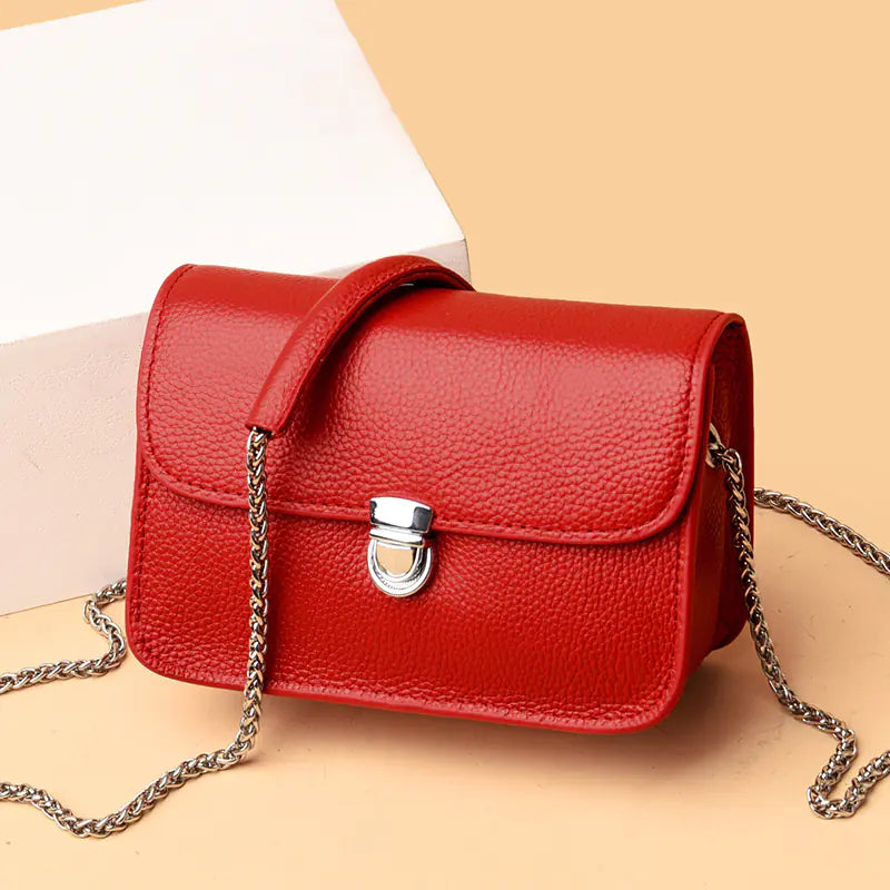 Fashionable Small Square Bag in Genuine Leather