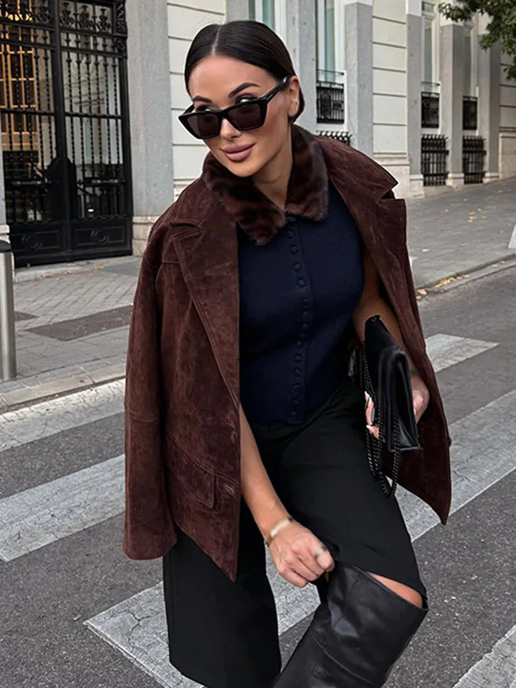 HH Woman's Fashion Coats Solid Turn-Down Collar Long Sleeves Pockets Single Breasted Female Autumn Streetweer Style Jackets