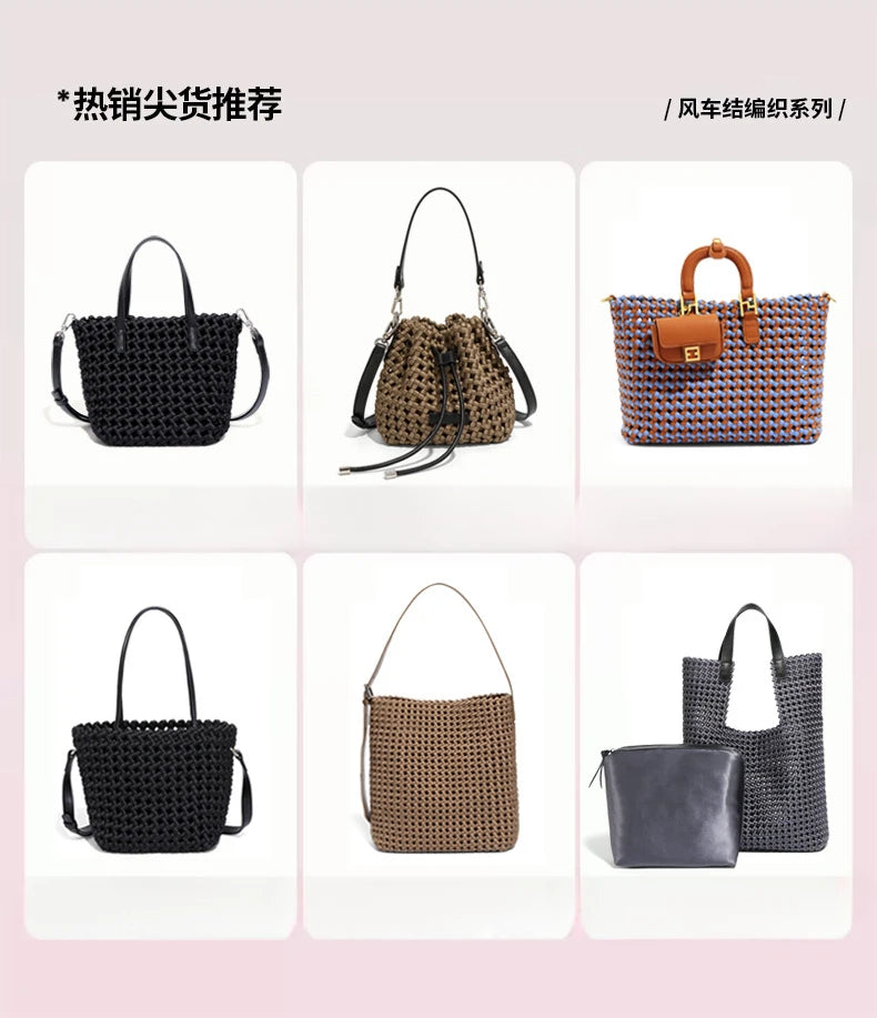 Customized Advanced Handbag Windmill Bucket Bag Handmade Weaving Bag Niche Design Light Luxury Single Shoulder Diagonal Span Bag