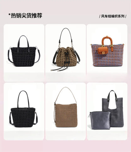 Customized Advanced Handbag Windmill Bucket Bag Handmade Weaving Bag Niche Design Light Luxury Single Shoulder Diagonal Span Bag