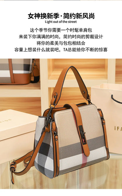 2025 Women's Tote Bag, Luxury Checkered Bucket Purse, Fashionable Shoulder Crossbody Bag, High Quality Handbag for Daily Use