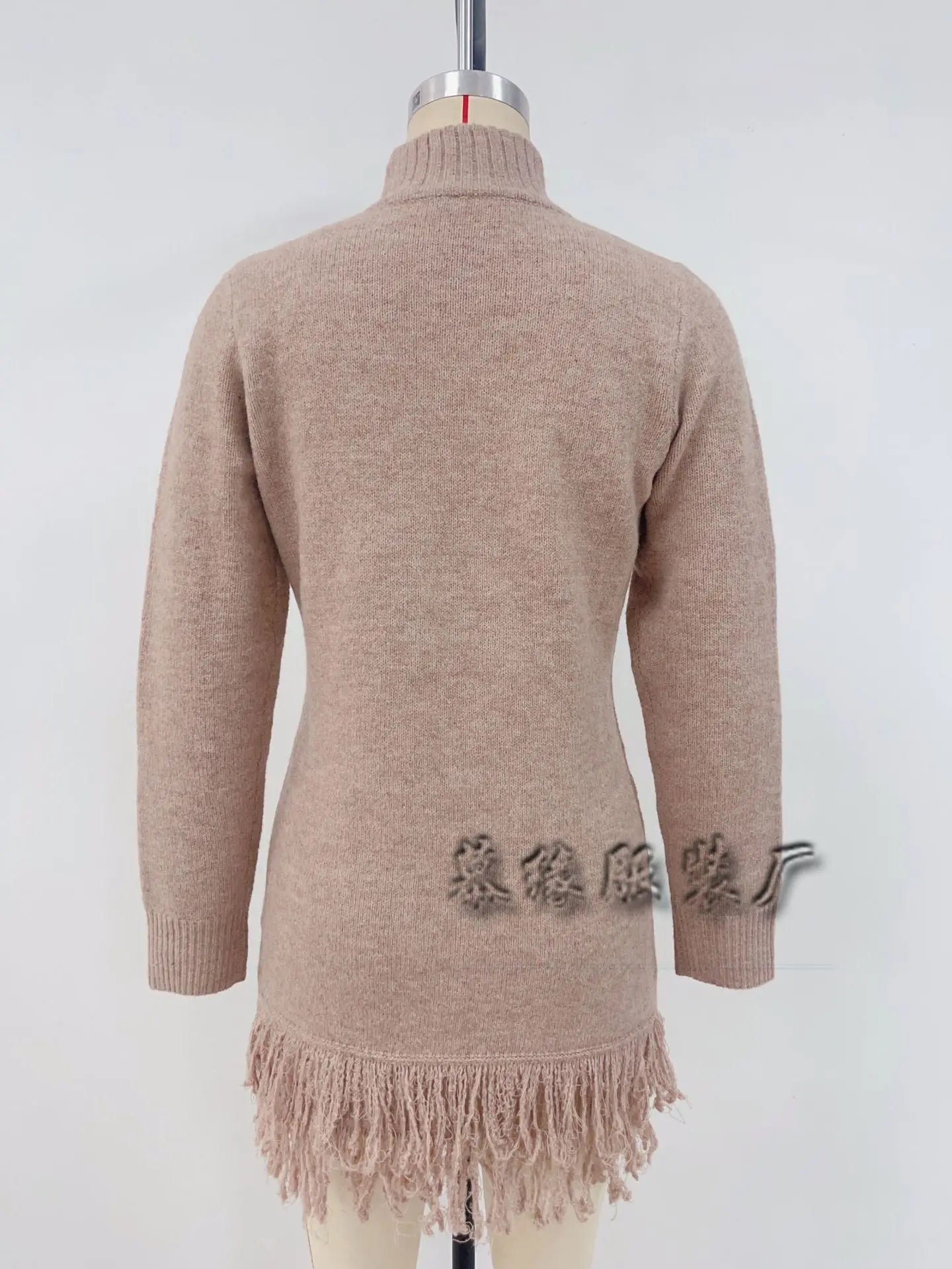 Knitted Dresses 2025 Woman High Neck Vestidos Tassel Sweater Pulls Femmes Keep Warm Homewear Solid Color Temperament Commuting