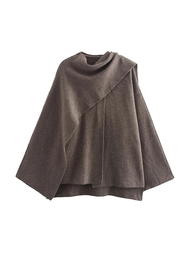 Women's Fashion Fall and Winter Comfortable Casual Commuter Coat Knitted Loose Warm Coat Asymmetric Elegant Split Jacket