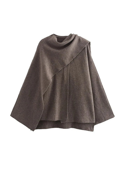 Women's Fashion Fall and Winter Comfortable Casual Commuter Coat Knitted Loose Warm Coat Asymmetric Elegant Split Jacket