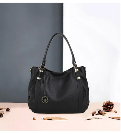 Woman Handbag Flower Print Luxury Cowhide Noble Ladies Shoulder Bag Crossbody Tote Purses Genuine Leather Bag