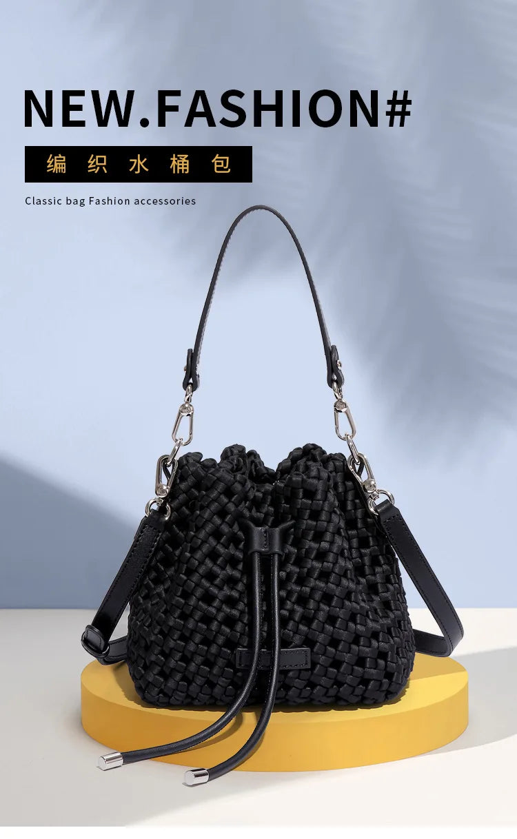 Customized Advanced Handbag Windmill Bucket Bag Handmade Weaving Bag Niche Design Light Luxury Single Shoulder Diagonal Span Bag