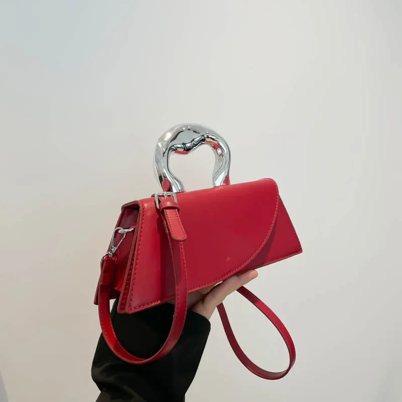 Vintage Women Black Chic Crossbody Bag Luxury Designer Small Shoulder Bags Fashion Red Purse Cute Pu Leather Handbag Sac A Main