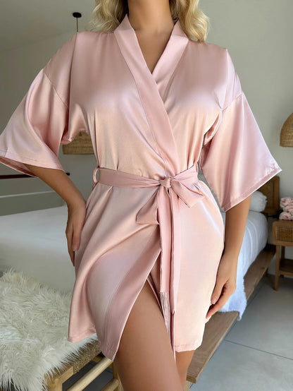 Women's Clothes Sexy Four Seasons Pajamas Dress Solid Silky Robe Comfortable Homewear Ladies Fashion Soft Lace Black Bathrobe