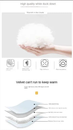 Winter Clothes for Women Fashion Color Collision Thickened Warm Puffer Jacket Casual Loose Hooded White Duck Down Jacket