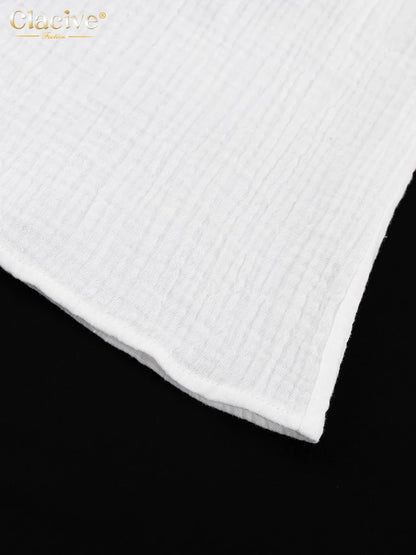 Clacive Fashion White Office Woman Blouses 2022 Autumn Lapel Long Sleeve 100%Cotton Shirts Lady Elegant Chic Top Female Clothes