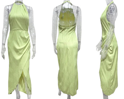 2025 New Fashion Women Summer Halter Backless Long Dress Woman Clothing Evening Party Dresses Casual Sexy Costume Mujer Vestido