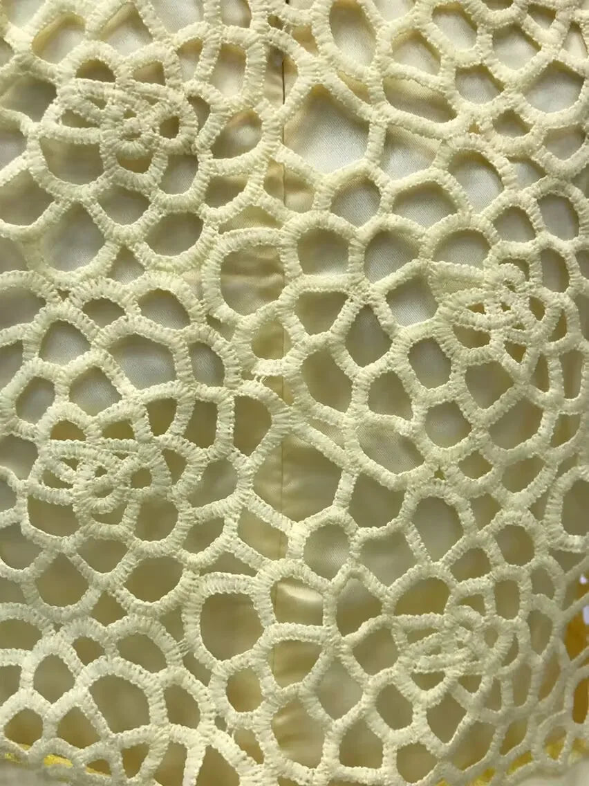 Wein Lace Cardigan Dress with Two Coats Lady Female Woman Skirt Dresses Coat Set Suit Hollow Out Cotton and Linen Formal Office