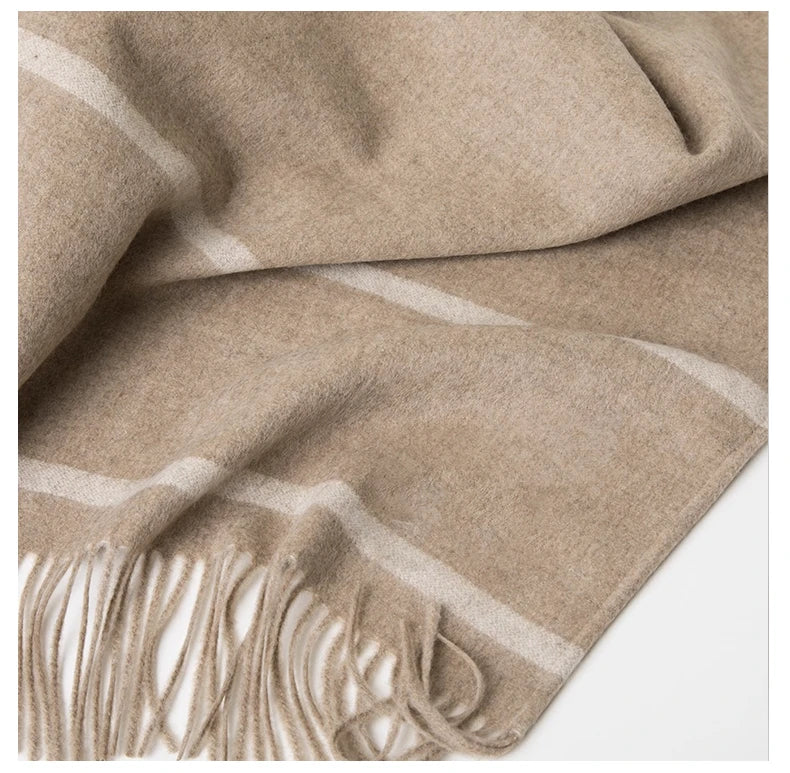 Fashion Clock Women Shawl Sweater 100% Wool Shawl Warm Female Mixed-use Cloak Autumn Winter Scarf French Tassel Cozy Wrap Clothi