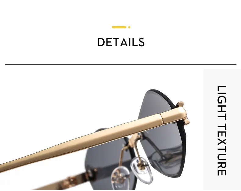 Trendy Rimless Polygonal Sunglasses Stylish Gradient Lens Metal Shades Eyewear Luxury Brand Small Rhombus Vintage Sun Glasses