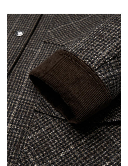 TOYOUTH Women Coat 2025 Winter New 100% Sheep Wool Corduroy Plaid Patterned Patchwork Woolen Coat