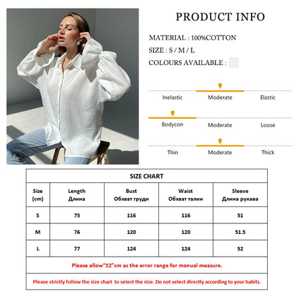 Clacive Fashion White Office Woman Blouses 2022 Autumn Lapel Long Sleeve 100%Cotton Shirts Lady Elegant Chic Top Female Clothes