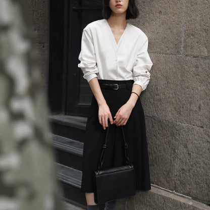 Women Spring White Blouses Fake Two Pieces Design V-Necl Womens Tops And Blouses Fashion Casual Shirt Blusas Roupa Feminina