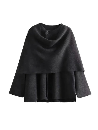 Women's Fashion Fall and Winter Comfortable Casual Commuter Coat Knitted Loose Warm Coat Asymmetric Elegant Split Jacket