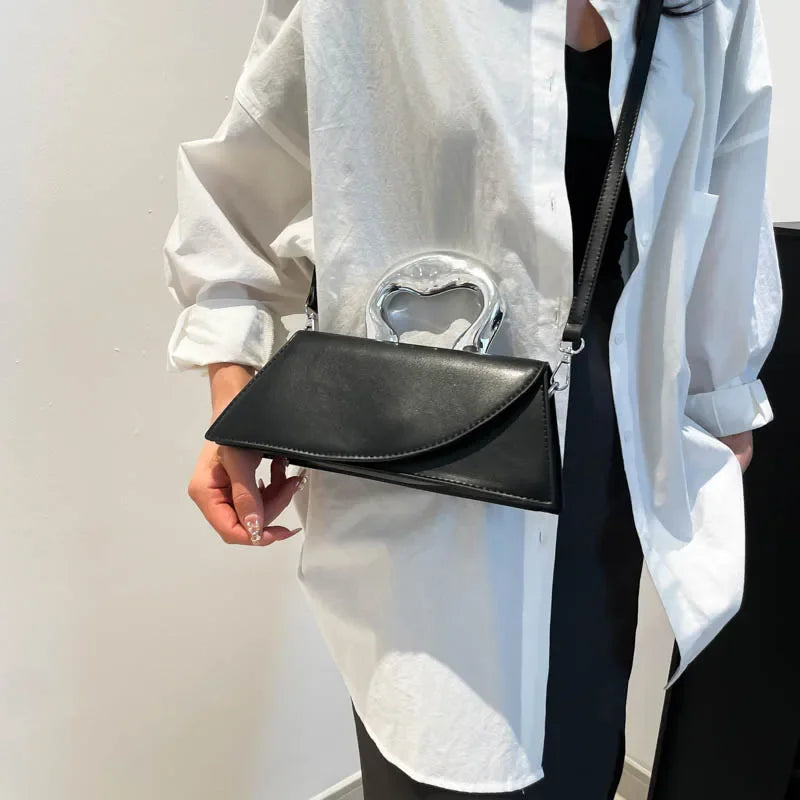 Vintage Women Black Chic Crossbody Bag Luxury Designer Small Shoulder Bags Fashion Red Purse Cute Pu Leather Handbag Sac A Main