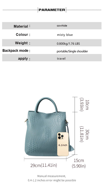 Leather women's handbag with large capacity, shoulder bag for women, elegant single-shoulder crossbody bag, cowhide women's bag