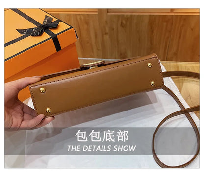 Women's Handbag New Bags For Women Metal Handle Leather Famous Brand Designer Crossbody Fashion Trend Shoulder Bag