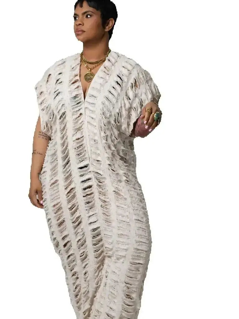 Fashion Blogger Designer  2025 Summer Fashion Summer Hollow Denim Jumpsuit Sexy Lady Deep V-Neck Loose Deep Jumpsuit For Holiday