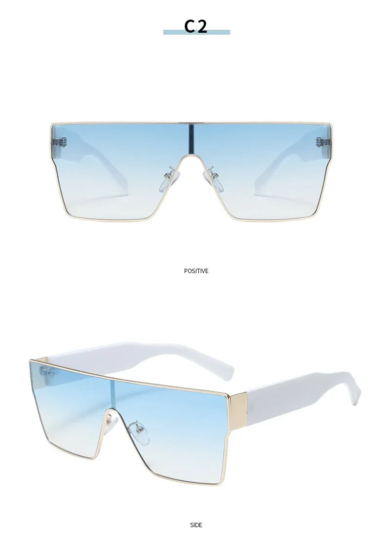 Square Sunglasses Women Men Fashion Trendy Luxury Brand Design One Piece Decoration Sun Glasses Outdoors Travel Driving UV400