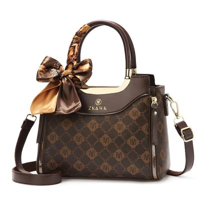 Women Top-Handle Bags Unique Design Print Surface Handbag With Decorative Scarves Fashion Classics Lady Shoulder Crossbody Bag