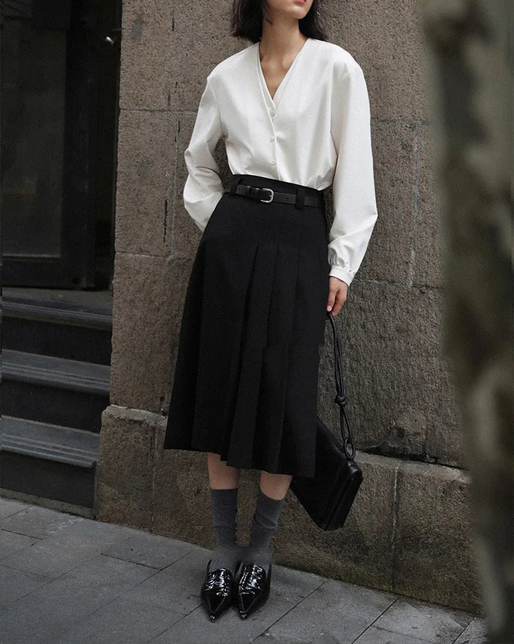 Women Spring White Blouses Fake Two Pieces Design V-Necl Womens Tops And Blouses Fashion Casual Shirt Blusas Roupa Feminina