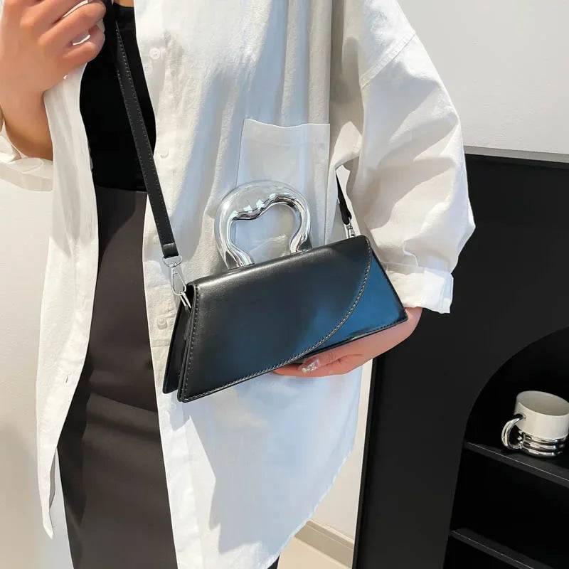 Vintage Women Black Chic Crossbody Bag Luxury Designer Small Shoulder Bags Fashion Red Purse Cute Pu Leather Handbag Sac A Main