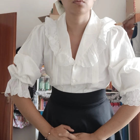 Women Blouse Female Shirt Summer Womens Blouses Spring Maxi Blusas Casual Elegant Vintage Long Sleeve Cotton Oversize Loose