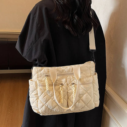 Women's Shoulder Bag, Large-Capacity Casual Multifunctional Commuter Handbag, Versatile Diamond Quilted Design Crossbody Bag