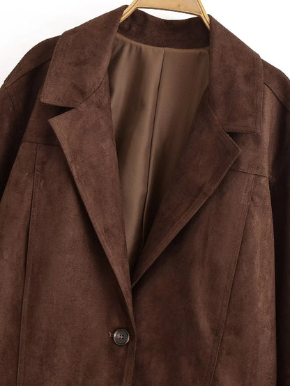 HH Woman's Fashion Coats Solid Turn-Down Collar Long Sleeves Pockets Single Breasted Female Autumn Streetweer Style Jackets