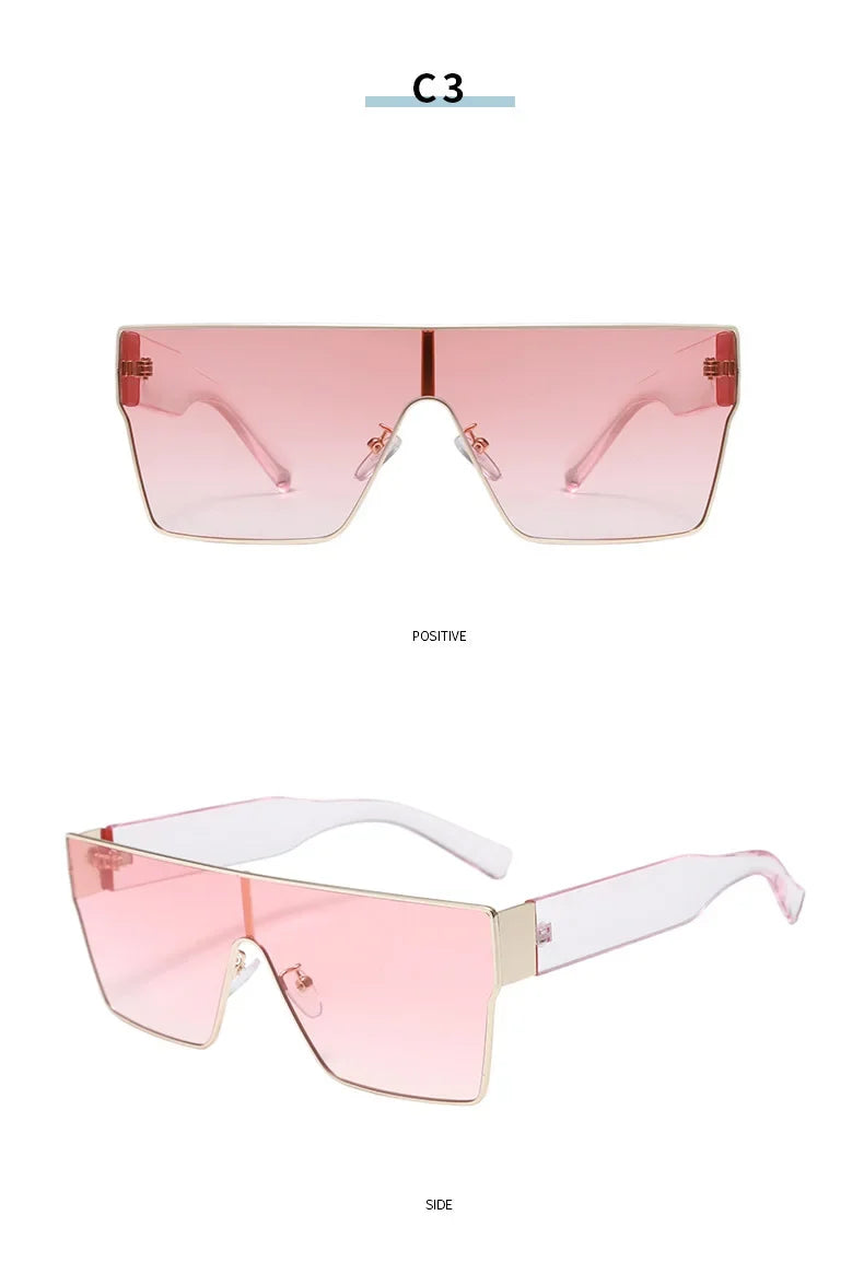 Square Sunglasses Women Men Fashion Trendy Luxury Brand Design One Piece Decoration Sun Glasses Outdoors Travel Driving UV400