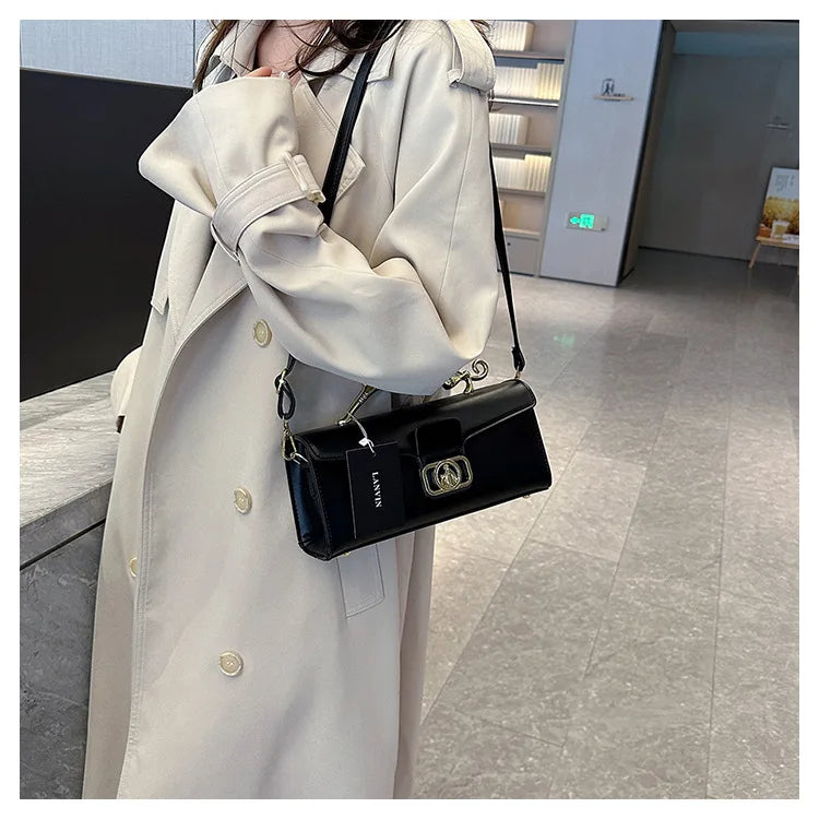 Women's Handbag New Bags For Women Metal Handle Leather Famous Brand Designer Crossbody Fashion Trend Shoulder Bag