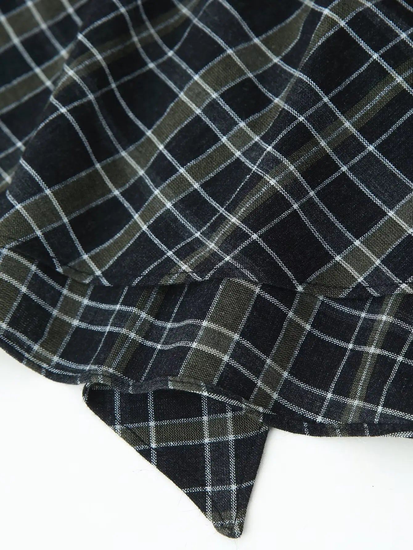 HH Woman Elegant V-Neck Plaid Pleated Decoration Long Sleeves Midi Dress Female Fashion High-Waist Asymmetric Hem Slim Dress