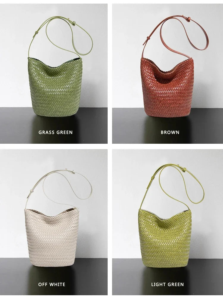 2025 new women's handbag high-end hand-woven large-capacity shoulder tote bag underarm bag crossbody versatile bucket bag