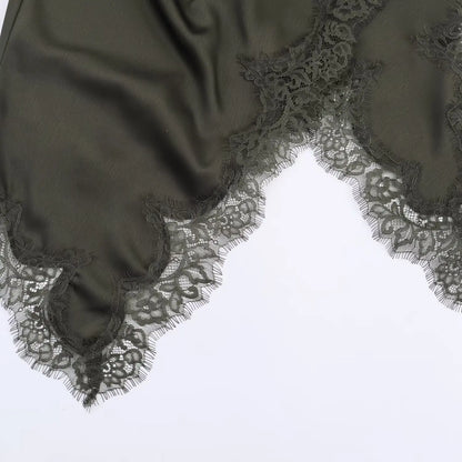 HH Woman Elegant Lace Decoration Camisole Underwear Style Top Female Spring Casual Sleeveless Backless Asymmetry Solid Tops